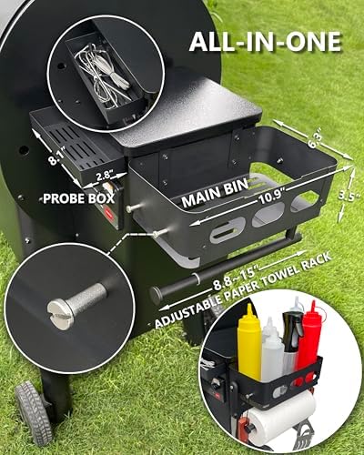 Pellet Grill Caddy Storage Bin with Paper Towel Holder for Traeger Pit Boss - Image 2