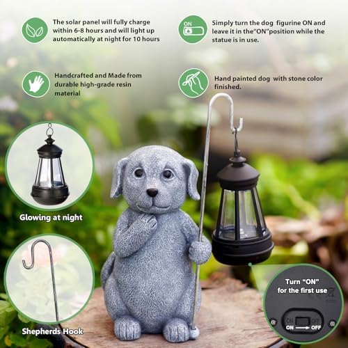 Qeeman Solar Dog for Garden Decor: Weatherproof Resin Statues - Image 4