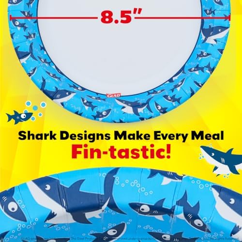 Glad for Kids Sharks Disposable Paper Plates, 8.5 Inch 26 Count - Image 4