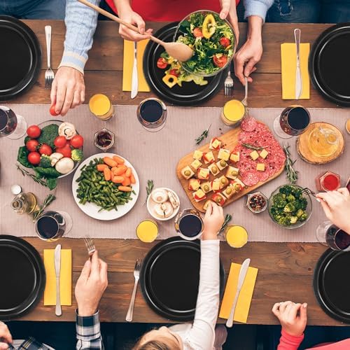 50 Pcs Paper Plates 9 Inches Black Plates, Disposable Party Tableware Set - Image 7