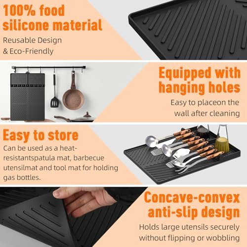 Silicone Grill Mat Compatible with Blackstone, Black - Image 5