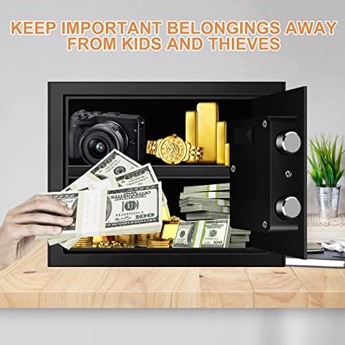 1.7 CUFT Home Safe Fireproof Waterproof, Anti-Theft Digital Security Personal Safe Box with Electronic Keypad and Removable Shelf, Small Fireproof Safe for Documents Money, Jewelry, Medications - Image 3