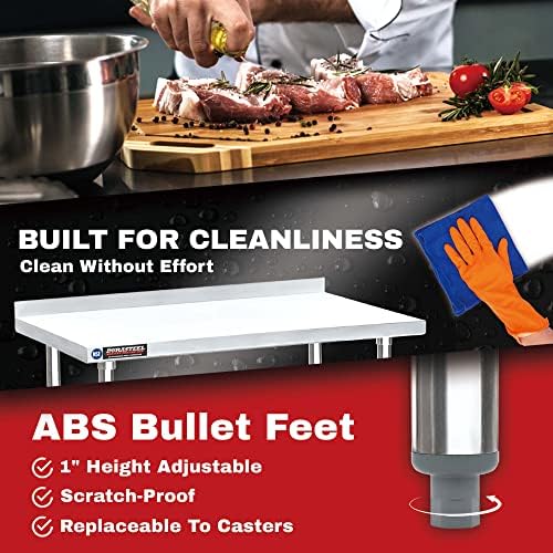 DuraSteel NSF Commercial Kitchen Table - 24 x 30 Inch Cooking Prep Stainless Steel Kitchen Island Workstation w/ Adjustable Under Shelf - Heavy Metal Backsplash Workbench For Restaurant, Home, Garage - Image 6