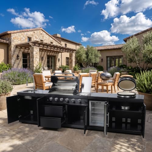 131'' LPG Outdoor Kitchen Island with Grill, 72000 BTU, 6-Burner, Black - Image 7