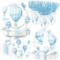 168Pcs Blue Hot Air Balloon Baby Shower Party Decorations, Serves 24 by Greencian