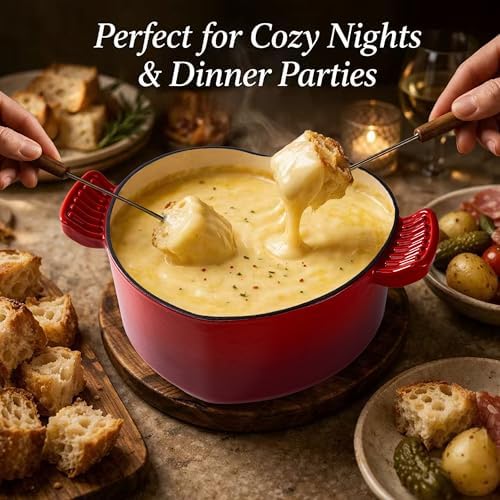 Mabeeze Heart Shaped Dutch Oven, Enameled Cast Iron, 2 Qt Red - Image 5
