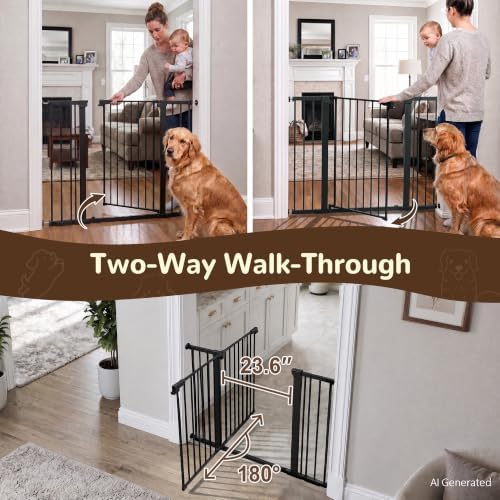 36” Tall Baby Gate with Door 29.7-48.8” Wide Adjustable Dog Gate - Image 5