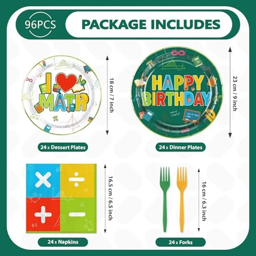 96 Pcs Math Birthday Party Decorations, Serves 24 - Image 5