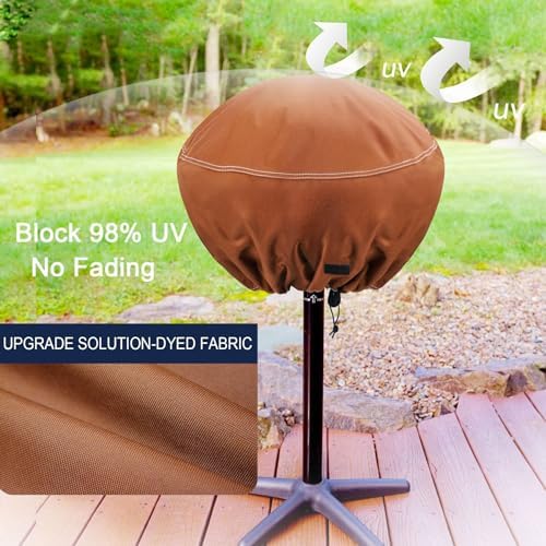 NettyPro Round Grill Cover Waterproof Heavy Duty Outdoor Indoor Electric Portable Stand Grill Cover for George Foreman, Char-Broil, Cuisinart, Homewell, Weber Small Grill and More, Brown - Image 3