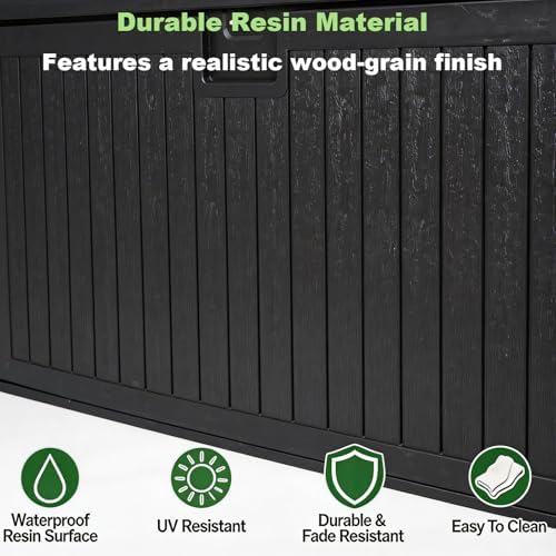 270 Gallon Outdoor Storage Box, Waterproof Extra Large Resin Deck Box with Lockable Lid for Patio, Pool Equipment, and Cushions, Black - Image 6