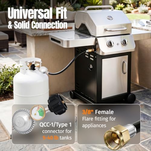 SHINESTAR 2FT Propane Regulator with Hose and Gauge - Image 4