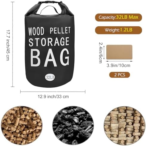 32LB Waterproof Wood Pellet Storage Bag-Dual Handles, Label Pocket(1 Pack) - Image 2
