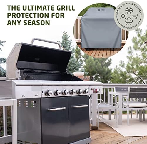 Zober BBQ Grill Cover - 64 Inch Waterproof Double Layered Fits Weber Gas Grill Cover Charbroil Grill & Smoker - Gas Grill Covers w/ Air Vents, Dual Handles - 600D Oxford Fabric, Gray - Image 2