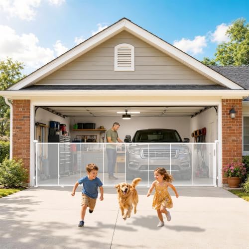 200" Extra Wide Retractable Baby Gates Dog Gate, 47" Tall Child Pet Safety Gate with Reinforced Strips for Stairs, Extra Long Garage Gates Mesh Fence for Driveway Decks Patio Outdoor Indoor by Pravoluxmax