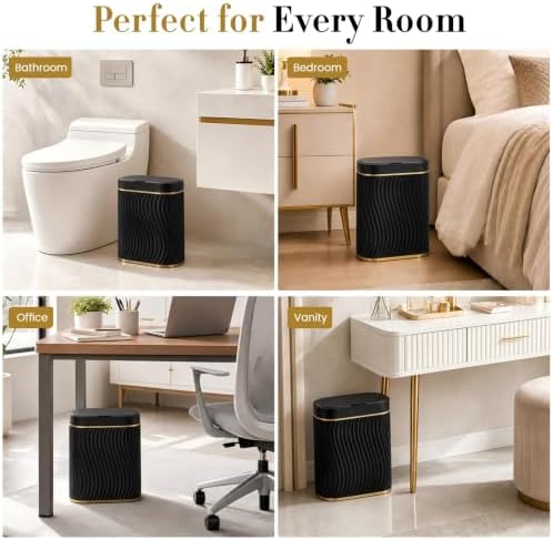Ogikey Bathroom Trash Can with Automatic Touchless Lid, 5 Gallon Smart Garbage Can Narrow Waterproof Trash Bin for Bedroom, Office, Living Room (5 Gallon-Black) - Image 6