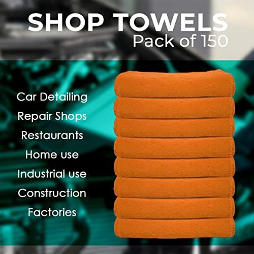 Avalon Towels Cotton Shop Rags – (Pack of 50) Size 12x14 Inches Cleaning Rags – Absorbent Shop Towels and Multipurpose Cleaning Towels for Automobiles, Industries, Garage and Homes (Orange) - Image 7