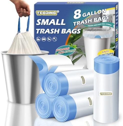 Medium 8 Gallon Trash Bags Drawstring,1.2 Mil,Unscented,100 Count by TFORING%C2%AE