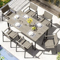 Outdoor Dining Set for 6, Aluminum Patio HDPS Outdooor Table and Chairs Set with Umbrella Hole, All Weather Patio Furniture Set, 7 Peice Patio Dining Table Set (Classic Gray) by ComfCove