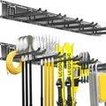 Garage Tool Organizer Wall Mount, 48 Inch Heavy Duty Garden Tool Organizer Storage System, Easy Install with 6 Adjustable Straight Hooks, for Garage, Basement, Shed, Workshop, Black, Steel by CRXCRC