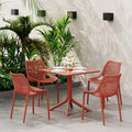 Costaelm Patio Dining Table for 4, Square PP Patio Table, 4-Person Weather Resistant Porch Tables for Outside Poolside Deck Lawn Garden Backyard, Red by Costaelm
