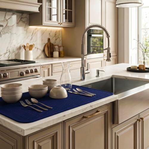 MicoYang Silicone Dish Drying Mat for Multiple Usage,Easy clean,Eco-friendly,Heat-resistant Silicone Mat for Kitchen Counter or Sink,Refrigerator or Drawer Liner Navy Blue 4XL 32 inches x 18 inches - Image 5