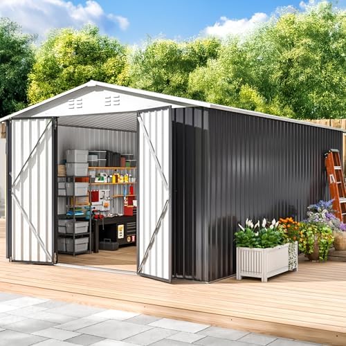 WKM 10x14 FT Outdoor Storage Shed for Backyard, Patio Lawn, White by Unknown