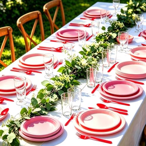 75 Pack Red Heavy Duty Plastic Silverware Set, Disposable Knives, Forks & Spoons, 25 Sets for Birthday, Baby Shower, Camping, Picnic & Party - Image 6
