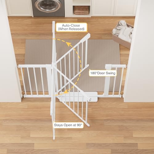 Cumbor 2-Pack 30-48 in Baby Gate for Stairs, Auto Close Dog Gate, White - Image 5