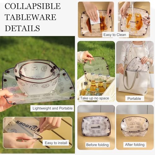 MIUPOO Collapsible Cup Set,Portable Mess Kit,Food Grade Material Free Folding Cup for Lunch Family Picnic, 4.7×4.2×3.2 Inches,4Pieces - Image 3