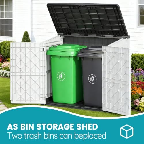Outdoor Horizontal Storage Cabinet Box 36 Cu Ft with Lockable Doors, Outdoor Storage Shed Portable Waterproof for Backyard Garden - Image 4