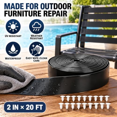 LukLoy 2" Wide 40ft Long Vinyl Straps for Patio Chairs Repairs, Black - Image 4