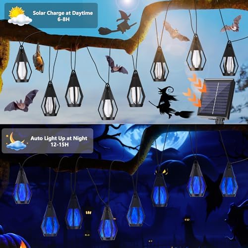 Solar String Lights for Outside, 21Ft Solar Patio Light with 10 Flickering - Image 3