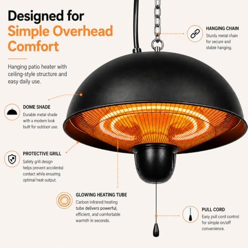 Hanging Patio Heater, Electric Ceiling Heater for Gazebo & Porch Indoor - Image 4