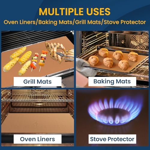 Oven Liners for Bottom of Oven -2Pack Large Heavy Duty Oven Mat, Toaster Gas Stove Oven Liner,Oven Covers for Electric Stove,Grill Mat - BPA & PFOA Free Kitchen Accessory to Keep Oven Clean - Image 2