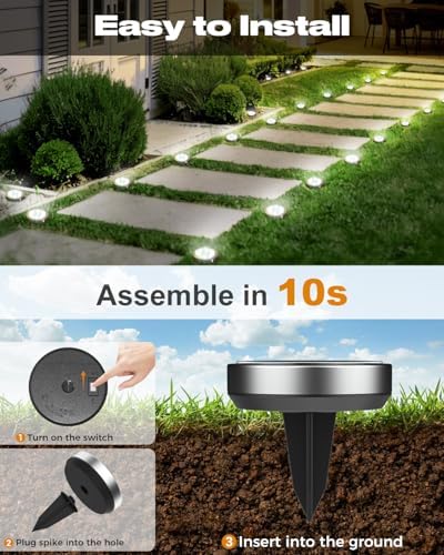 Btfarm 12 Pack Solar Lights Outdoor Waterproof, 8 LED Solar Ground Lights - Image 4