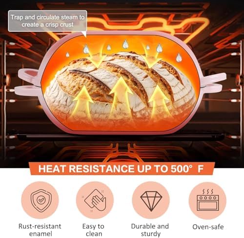 2.5 QT Enameled Cast Iron Sourdough Bread Oven, Loaf Pan with Lid - Image 5