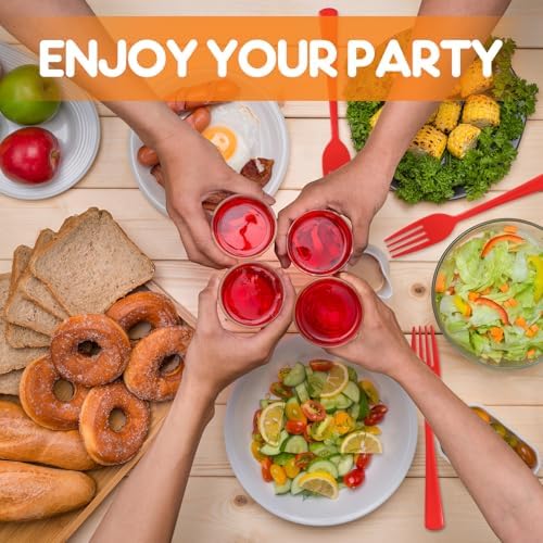 60 Pcs Red Disposable Plastic Forks Cutlery Heavy Duty Dinnerware Plastic Silverware Flatware for Home Office School Party Picnics Restaurant Outdoor Events or Every Day Use (Red) - Image 4