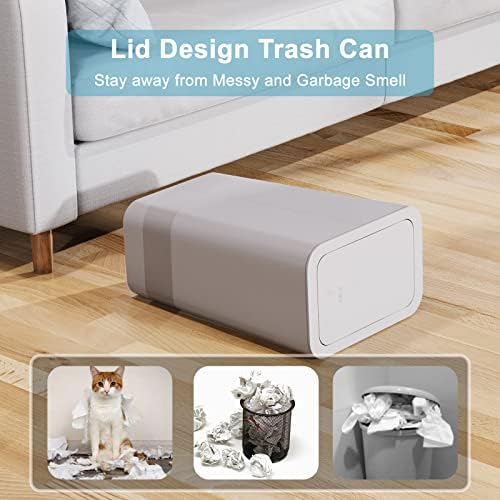 N. NETDOT 3 Pack (2 of 4 Gal & 1 of 2.6 Gal) Small Trash Can with Lid,Bathroom Garbage Can with Pop-Up Lid,Waste Basket for Bathroom,Kitchen,Bedroom,Powder Room,Craft Room,Office,College (Gray) - Image 3