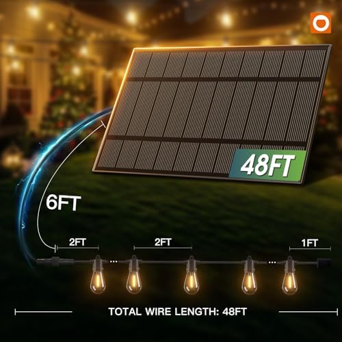 addlon 54FT(2FT) Solar String Lights Outdoor, with 24 Bulbs, Last 20+ Hrs - Image 6