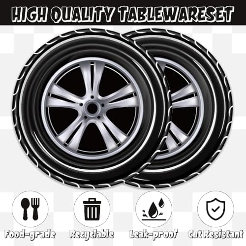 40pcs Race Car Party Supplies,include 20pcs Dessert Plate,20pcs Napkin,Racing Car Race Track Birthday Plate Napkin Disposable Tableware Set,Used for Racing Sports Party Decoration - Image 4
