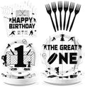 96Pcs Ice Hockey 1st Birthday Party Decorations, Serve 24 by Greencian