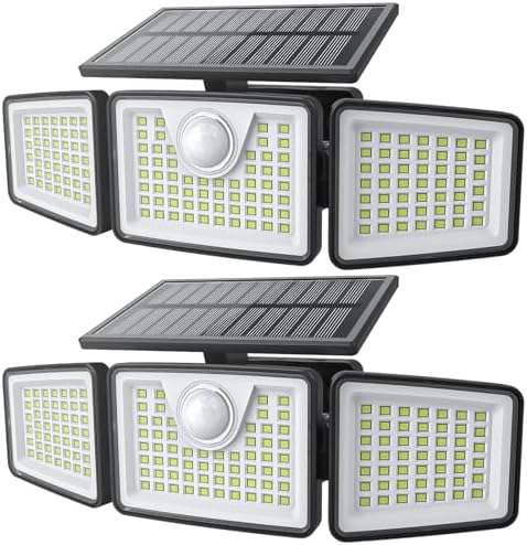 daphino 2500LM Solar Lights, Motion Sensor Outdoor Lights, 3-Head, 2 Pack by ChargebySunLightUpHome