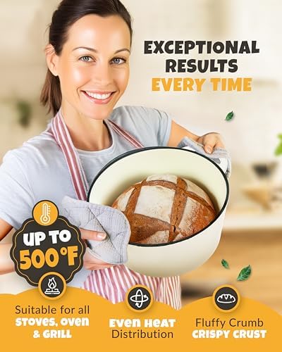CRUSTLOVE 5 QT Enameled Dutch Oven for Bread Baking with Lid & Baking Set - Image 6