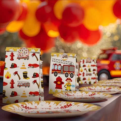 Firetruck Party Decorations - Firefighter Party Plates and Napkins for Kids, Serves 40 Guests - Image 6