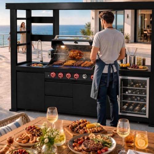 97.2" 4-Burner Modular Outdoor Kitchen Island, 72000 BTU Propane Gas Grill - Image 6