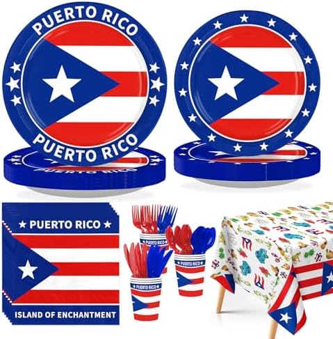 170Pcs Puerto Rico Party Decorations, Serves 24 by Greencian