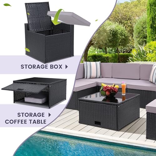 KROFEM 8 Piece Patio Furniture Set, Outdoor Modular Conversation Set - Image 4