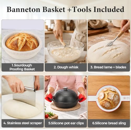 Cast Iron Dutch Oven for Bread Baking, 5.5QT Pre-Seasoned Bread Oven Set - Image 5