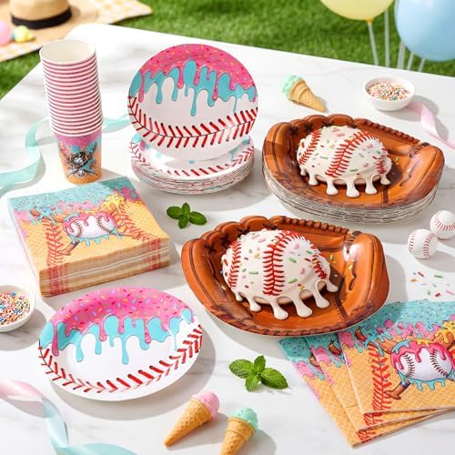 Suclain 150 Pcs Ice Cream Drip Baseball Tablewear, Baseball Party Supplies - Image 4