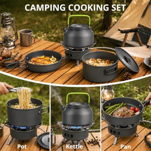 aiGear Camping Cookware with Pot Pan Kettle Cutlery Tableware 1-2 People - Image 5